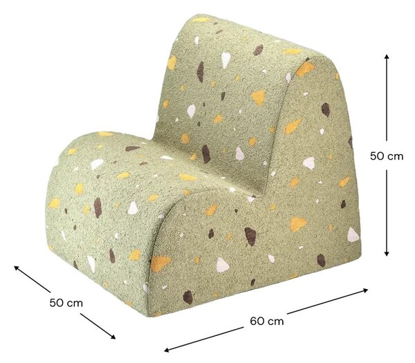 Зелен детски стол от букле и шенил Terrazzo Cloud – Wigiwama