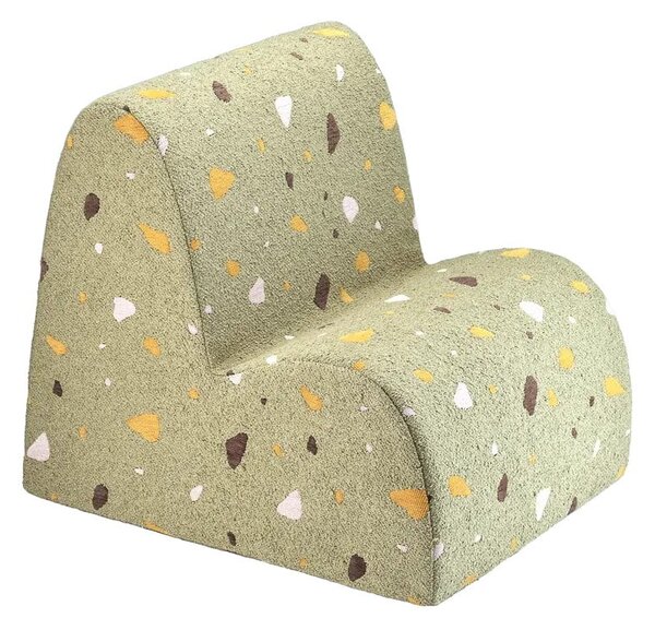 Зелен детски стол от букле и шенил Terrazzo Cloud – Wigiwama