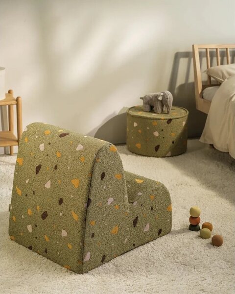 Зелен детски стол от букле и шенил Terrazzo Cloud – Wigiwama
