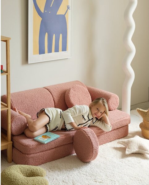 Розов детски диван от букле 132 cm Settee – Wigiwama