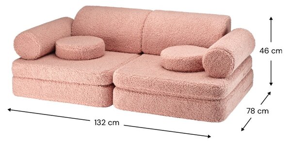 Розов детски диван от букле 132 cm Settee – Wigiwama