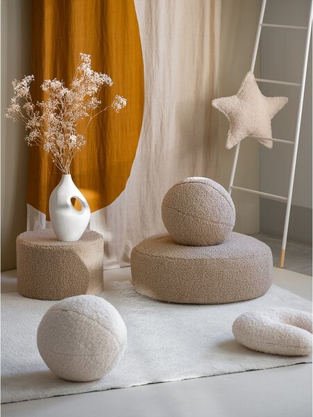Светлокафяв детски пуф от букле Round – Wigiwama
