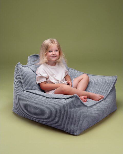Син детски пуф от рипсено кадифе Chair – Wigiwama