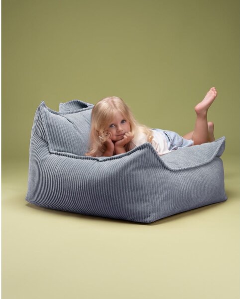 Син детски пуф от рипсено кадифе Chair – Wigiwama