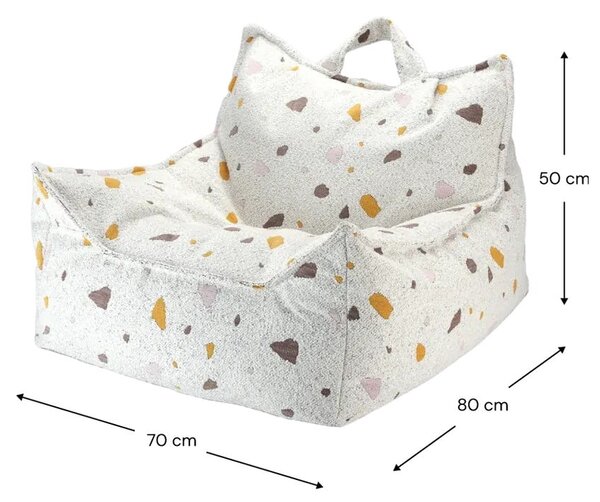Бял детски пуф от букле и шенил Terrazzo Chair – Wigiwama