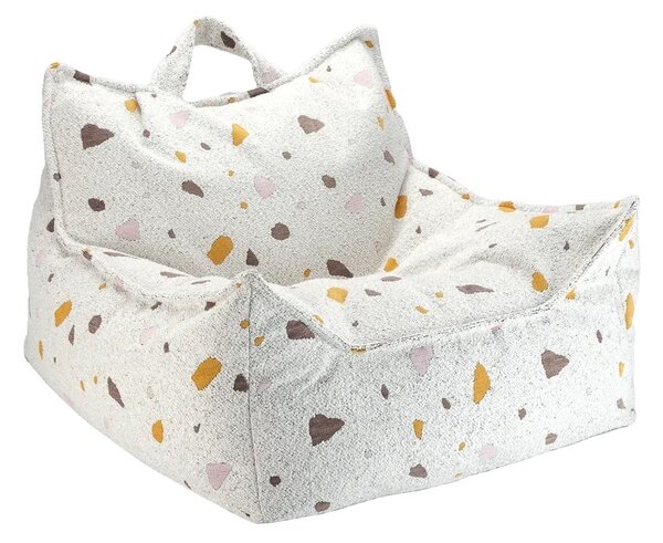 Бял детски пуф от букле и шенил Terrazzo Chair – Wigiwama