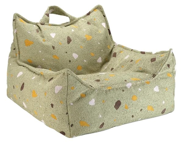 Зелен детски пуф от букле и шенил Terrazzo Chair – Wigiwama