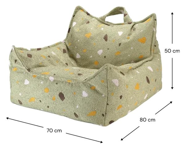 Зелен детски пуф от букле и шенил Terrazzo Chair – Wigiwama