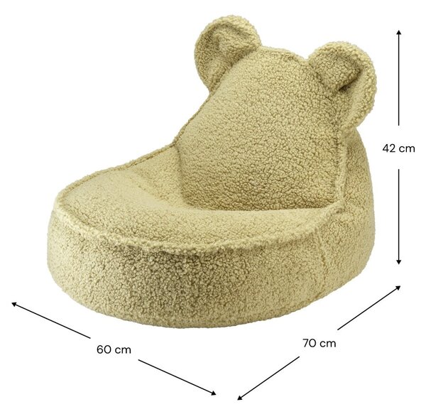 Зелен детски пуф от букле Bear – Wigiwama