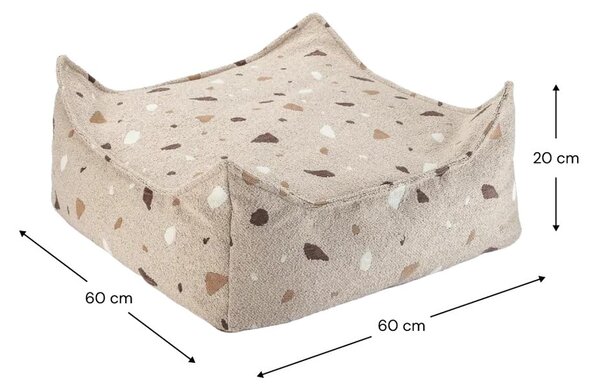 Светлокафяв детски пуф от букле и шенил Terrazzo Square – Wigiwama