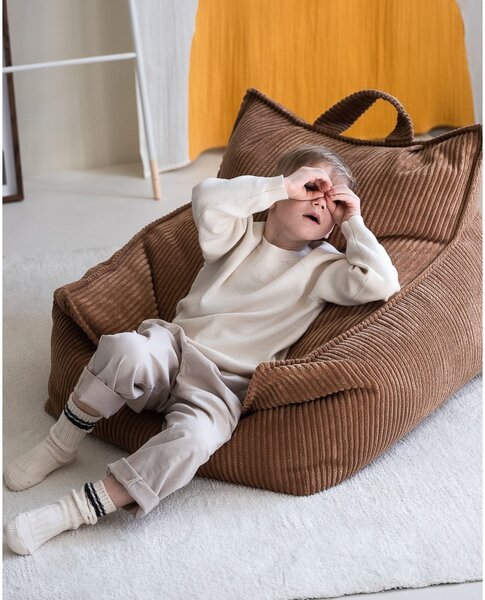 Кафяв детски пуф от рипсено кадифе Chair – Wigiwama