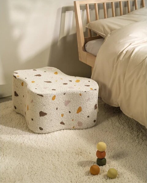Бял детски пуф от букле и шенил Terrazzo Cloud – Wigiwama
