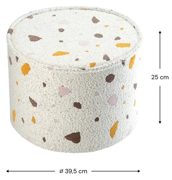 Бял детски пуф от букле и шенил Terrazzo – Wigiwama