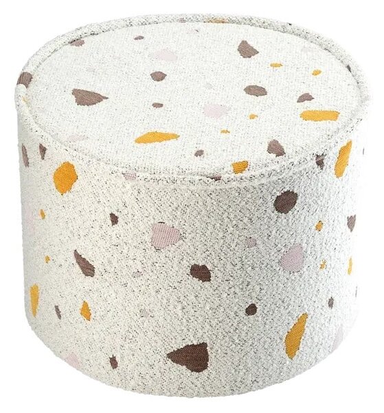 Бял детски пуф от букле и шенил Terrazzo – Wigiwama