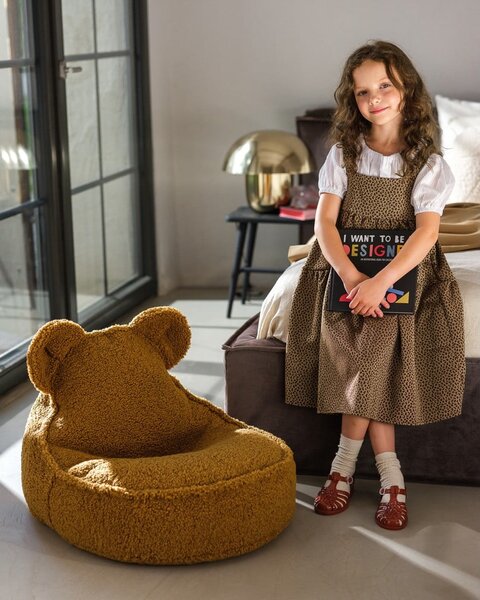 Кафяв детски пуф от букле Bear – Wigiwama