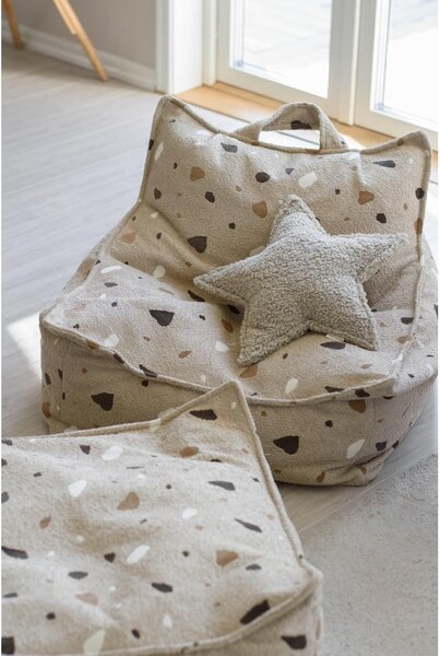 Светлокафяв детски пуф от букле и шенил Terrazzo Chair – Wigiwama