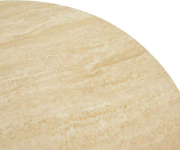 Трапезна маса FRANZEL синтерован камък с имитация на травертин - mdf орех d120x75см