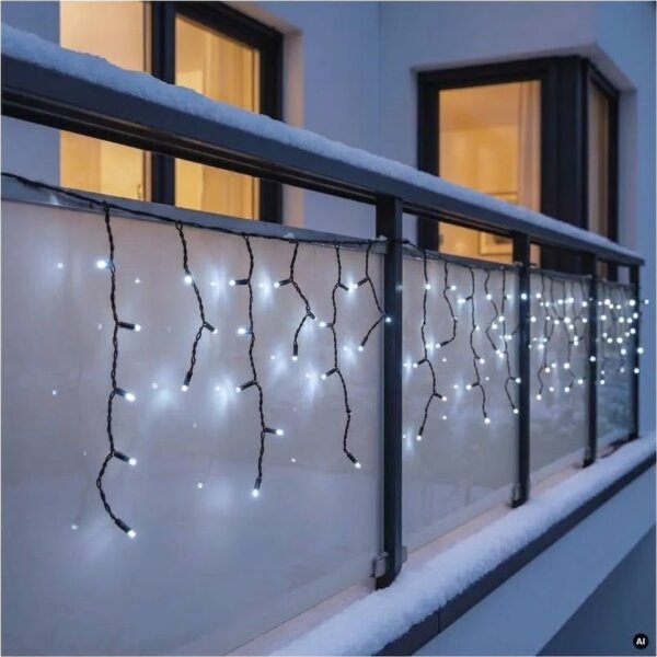 LED Външна гирлянда 50xLED/3x0,4m IP44 студено бяло