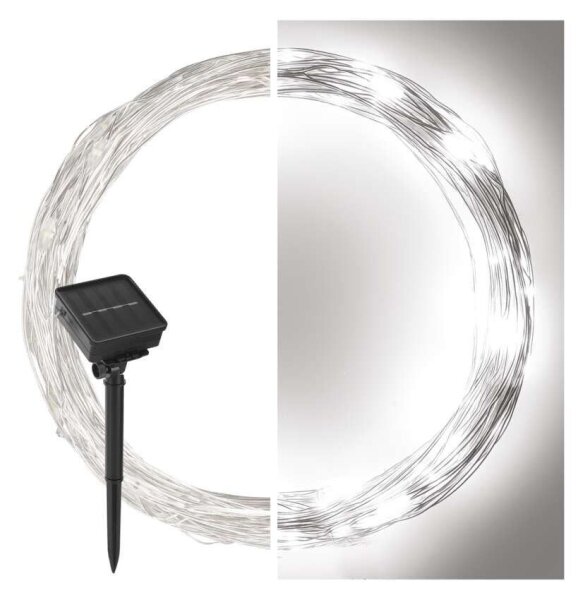 Соларна гирлянда 120xLED/2,4W/1,2V 12m IP44 600 mAh студено бяло