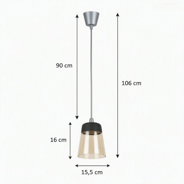 Brilagi-LED полилей R GLASS 1xE27/60W/230V Ø 15,5 см сребрист/опушено бежово/черен