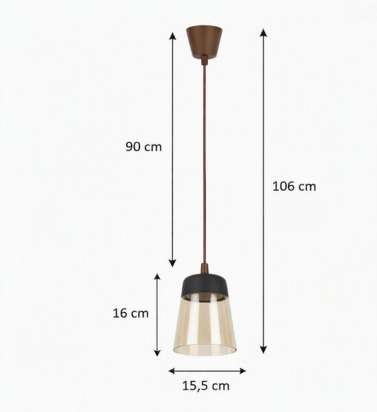Brilagi - LED полилей R GLASS 1xE27/60W/230V Ø 15,5 см кафяв/димно-бежов/черен