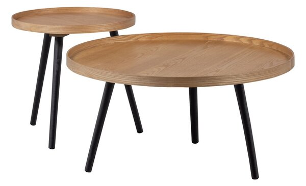 Сгъваема маса с плот с декор от ясен, ø 45 cm Mesa - WOOOD