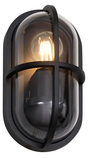 Външна стенна лампа черна овална IP65 - Target