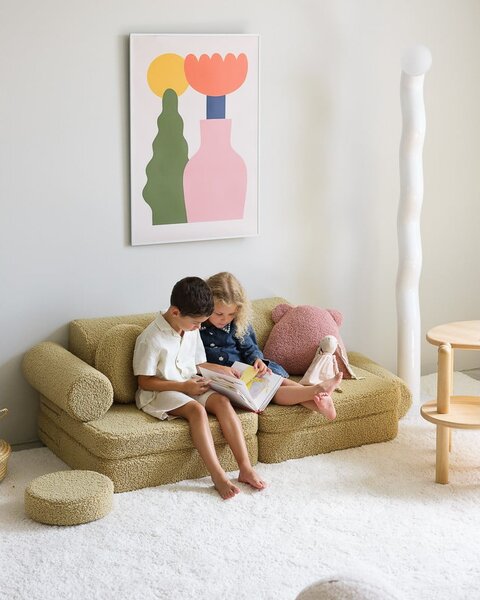 Зелен детски диван от букле 132 cm Settee – Wigiwama