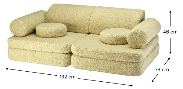 Зелен детски диван от букле 132 cm Settee – Wigiwama