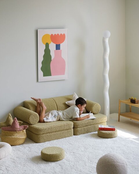 Зелен детски диван от букле 132 cm Settee – Wigiwama
