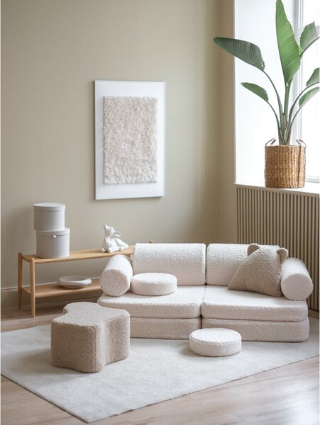 Кремав детски диван от букле 132 cm Settee – Wigiwama