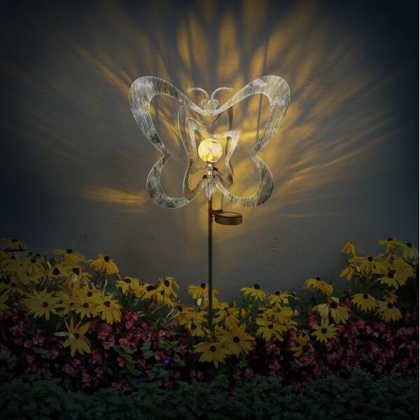 Globo 36581 - LED соларно осветително тяло LED/0,06W/3V IP44 сребърна пеперуда