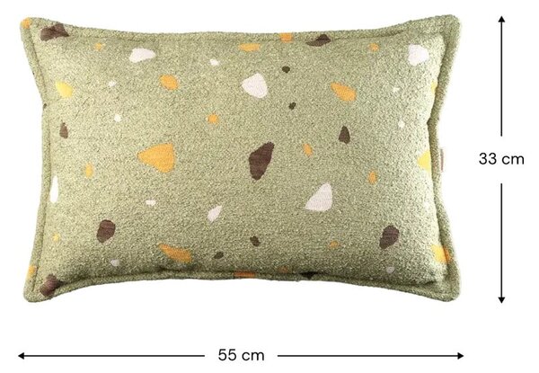 Зелена детска възглавница за диван от букле и шенила Terrazzo Bolster – Wigiwama