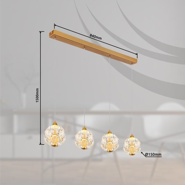Globo 16047-4H - LED полилей на кабел VIRINA, LED/32W/230V, 3000K, златист