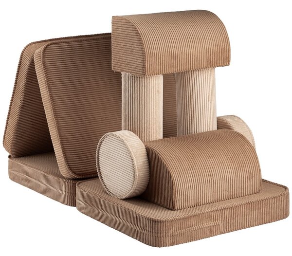 Кафяв детски диван от рипсено кадифе 132 cm Settee – Wigiwama