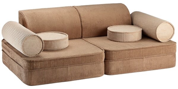 Кафяв детски диван от рипсено кадифе 132 cm Settee – Wigiwama