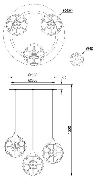 Globo 16047-3HC - LED полилей на кабел VIRINA LED/24W/230V