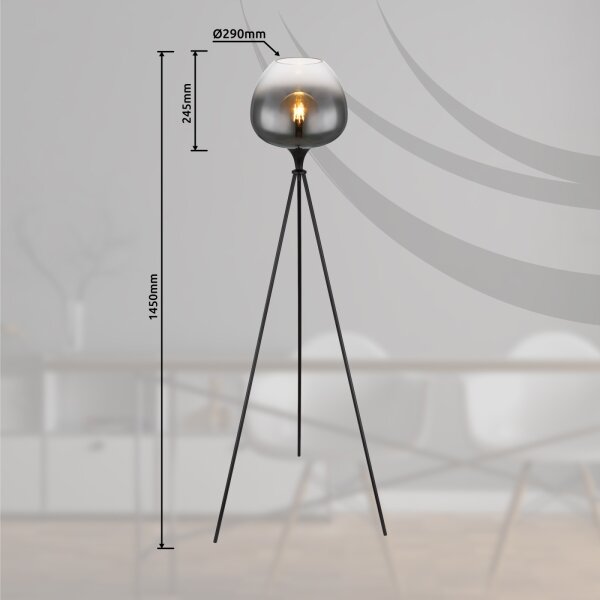 Globo 15548S1 - Подова лампа MAXY 1xE27/60W/230V черна