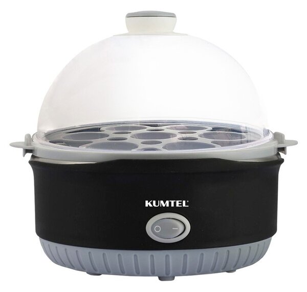 Яйцеварка KUMTEL HEB-01, 350W, 7 яйца, Индикатор за мощност, Черен/сив