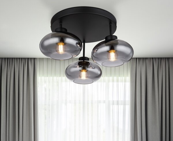 Globo 15572-3D - Плафонен полилей SHAUN 3xE27ILLU/40W/230V черен