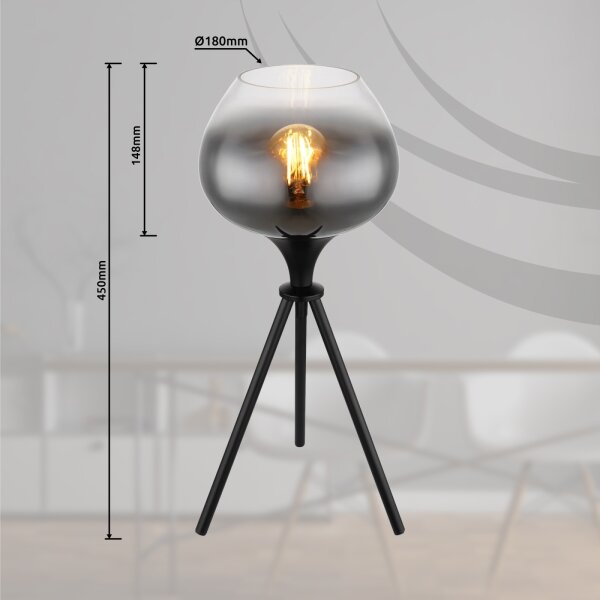 Globo 15548T1 - Настолна лампа MAXY 1xE27/40W/230V черна