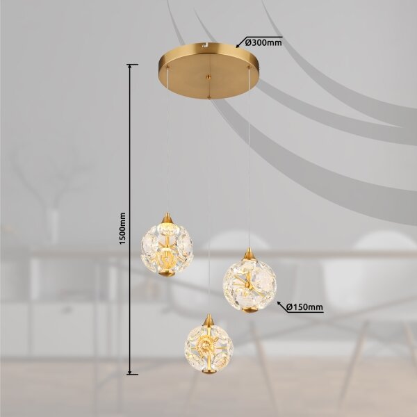Globo 16047-3H - LED полилей на кабел VIRINA LED/24W/230V 3000K златен