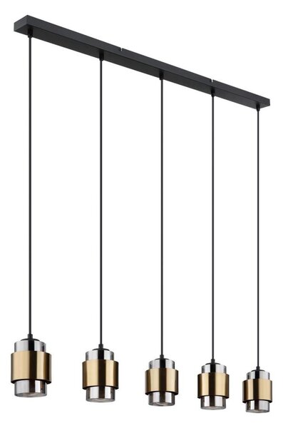 Globo 15560-5H - Полилей на кабел MILLEY 5xE27/40W/230V черен/месинг