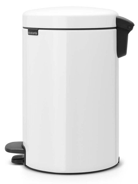 Кош за боклук с педал Brabantia NewIcon 649032, 12 л, Плавно затваряне, Противоплъзгаща основа, Метална вътрешна кофа, Бял