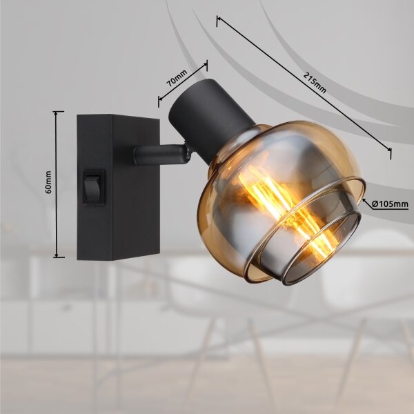 Globo 54309-1B - Стенно точково осветително тяло TOKKI 1xE14/40W/230V черно