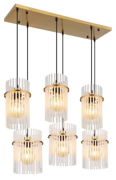 Globo 15698-6HM - Подвесен полилей GORLEY на кабелно окачване, 6xE27/60W/230V, златист