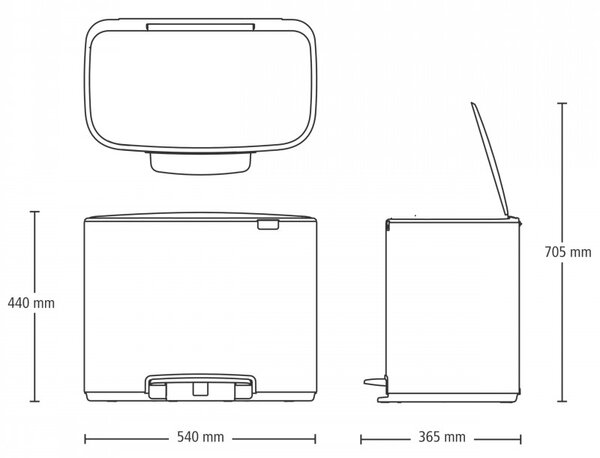 Кош за смет Brabantia Bo Pedal 1000237, 36 л, Леко затваряне, Противоплъзгаща основа, Устойчив на пръстови отпечатъци, Матов Инокс