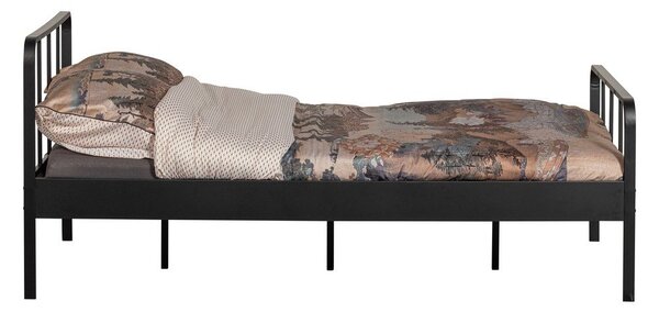 Черно метално единично легло с решетка 120x200 cm Mees - WOOOD