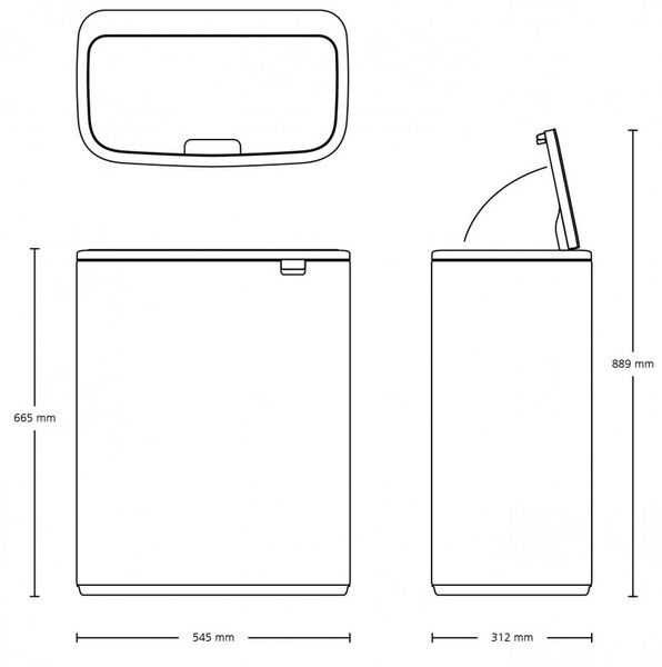 Кош за смет Brabantia Bo Touch 1001276, 60 л, Плавно и безшумно отваряне, Голям отвор, Бронз