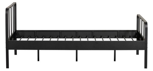 Черно метално единично легло с решетка 120x200 cm Mees - WOOOD
